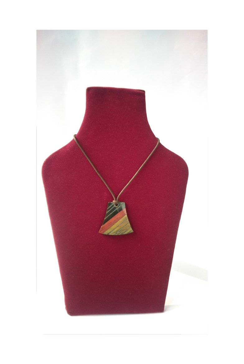 Wooden Axe Blade Pendant Necklace on Leather Cord