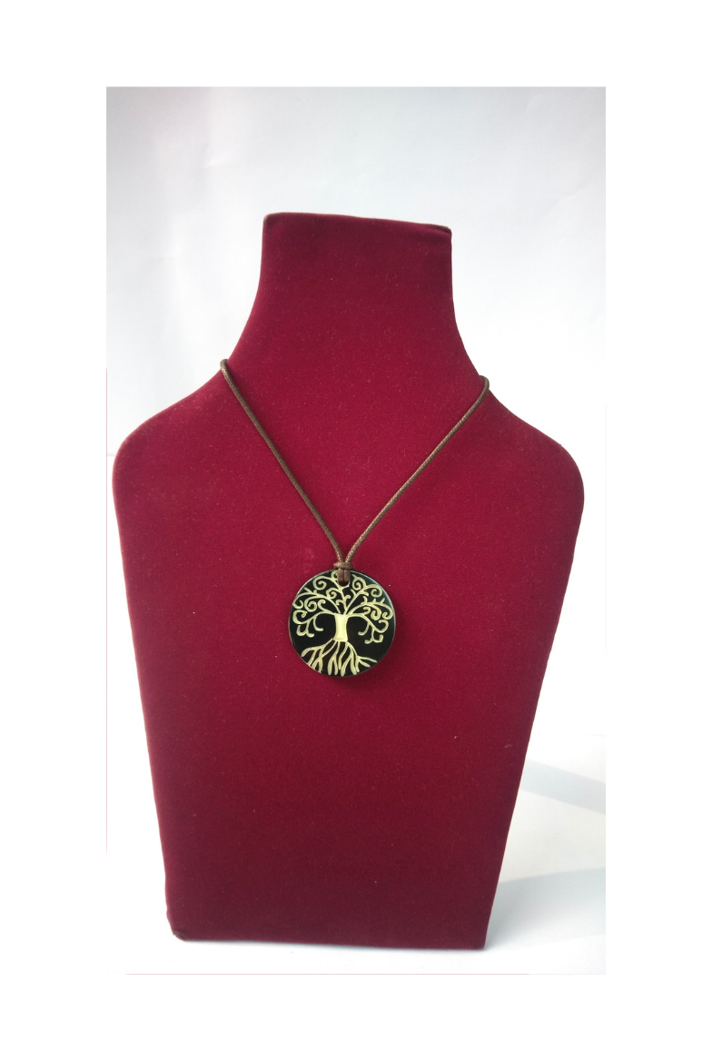 Hand-Carved Horn Tree Pendant Necklace
