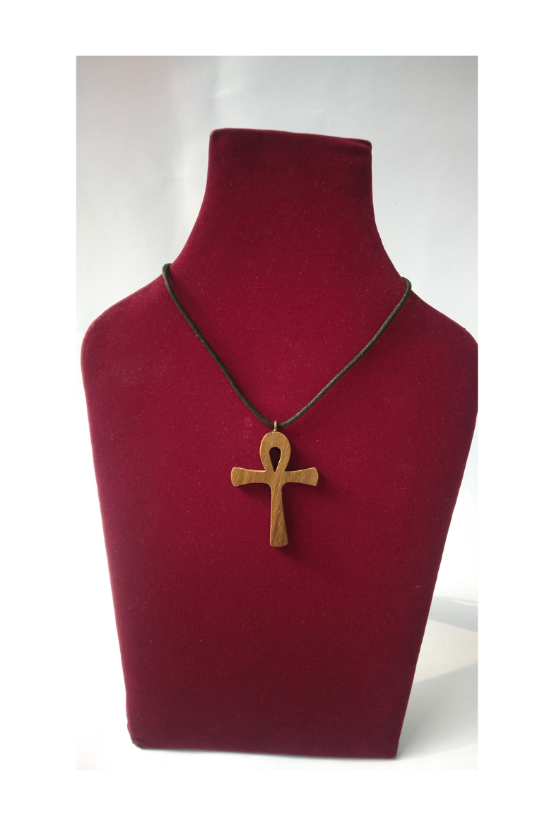 Minimal Wooden Cross Pendant on Leather Cord