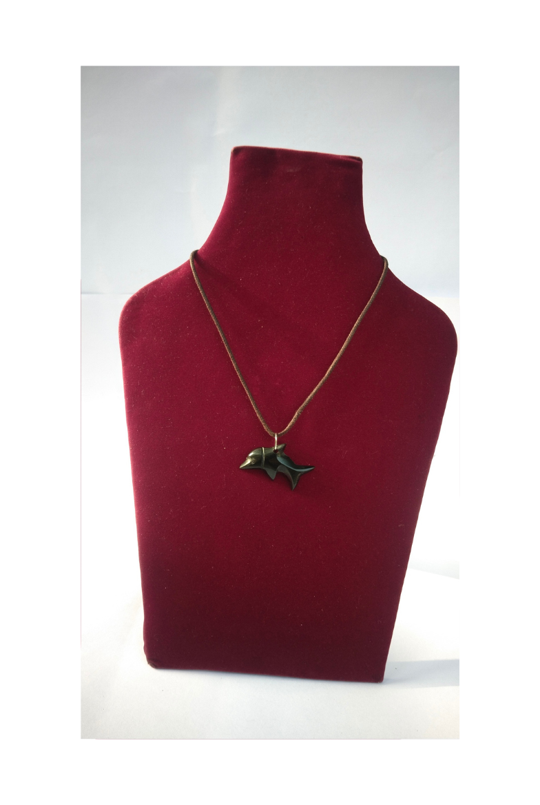 Hand-Carved Horn Dolphin Pendant Necklace
